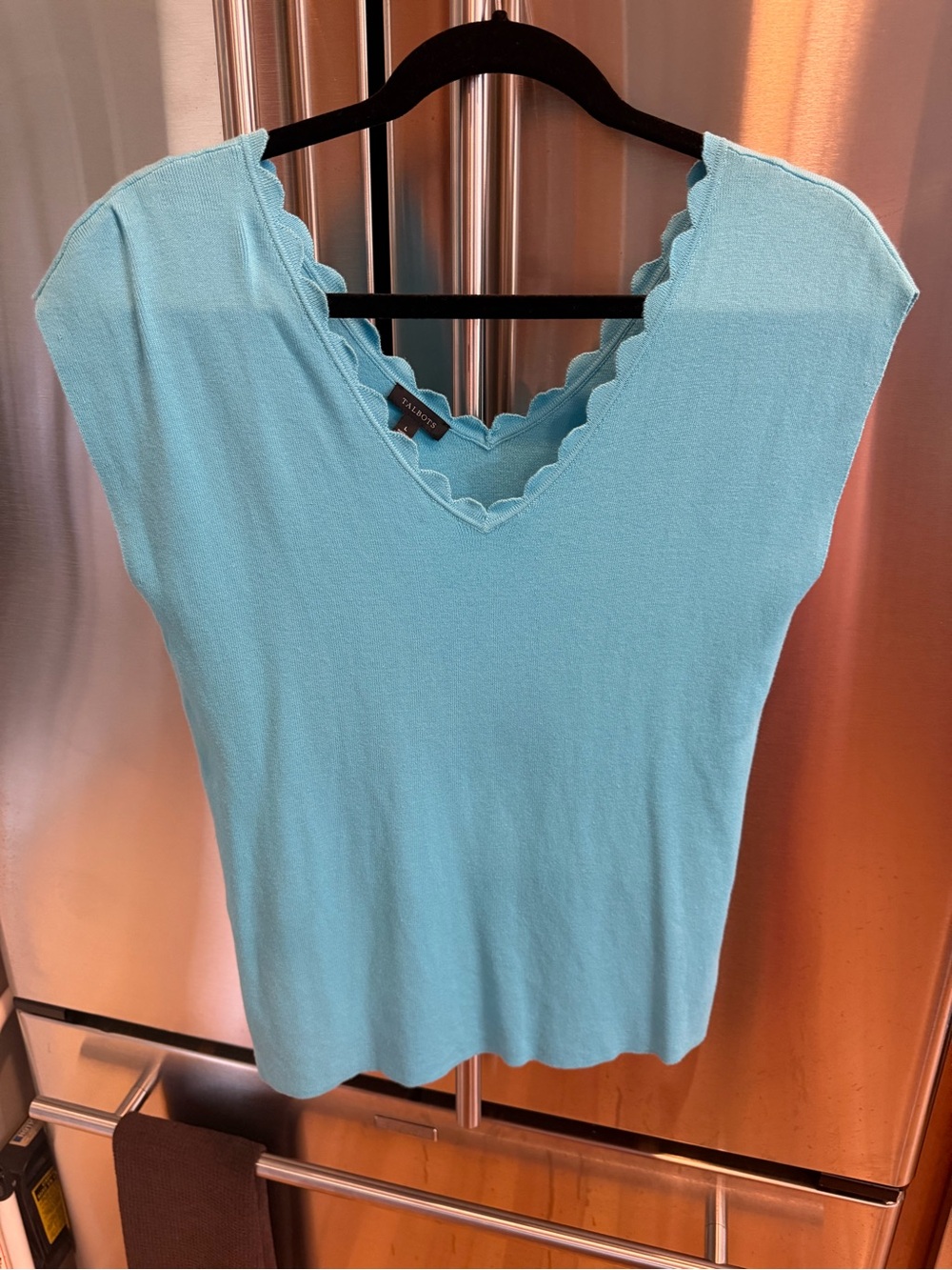 Talbots Aqua Scalloped V-Neck Tank